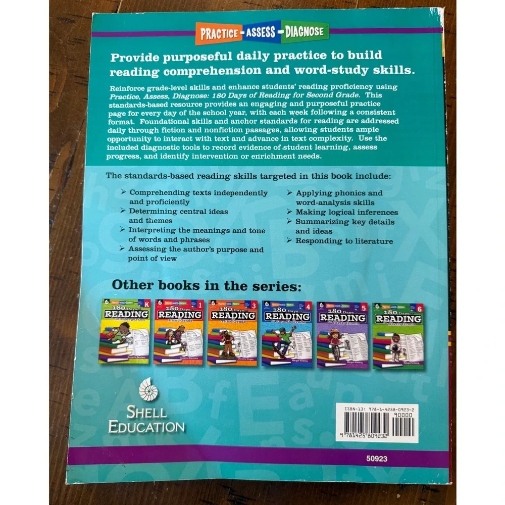Shell Education 180 Days of Reading for Second Grade Workbook with CD Dugan